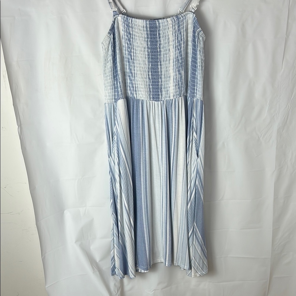 Torrid Blue White Striped Midi Sundress Plus Size 14/16 super soft knit vacation